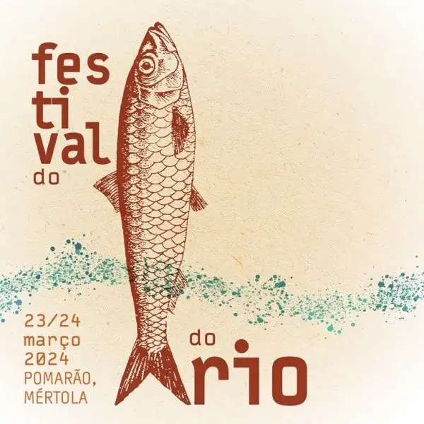 Cartaz do Festival do Rio com peixe, Pomarão, Mértola.
